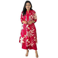 ANNI DESIGNER Women's Rayon Viscose Straight Printed Kurta with Palazzo (SAVYA Pink_XL_Pink_X-Large)