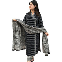 ANNI DESIGNER Women's Rayon Blend Straight Printed Kurta with Pant & Dupatta (MISHRU Black_5XL_Black_XXXXX-Large)
