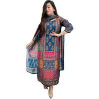 ANNI DESIGNER Women's Rayon Viscose Printed Straight Kurta with Pant & Dupatta (Sula Multi_3XL_Multicolor_XXX-Large)