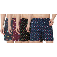 ANNI DESIGNER Men's Cotton Printed Boxer Shorts (Pack of 4) (ANL-BXR-PACK-4-AN-026_L_Multi_ Large) Multicolour