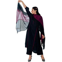 ANNI DESIGNER Women's Rayon Viscose A-line Solid Kurta with Pant & Dupatta (NANAD Black_M_Black_Medium)