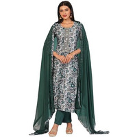 ANNI DESIGNER Women's Cotton Blend Straight Printed Kurta with Pant & Dupatta (Ramna Blue_S_Blue_Small)
