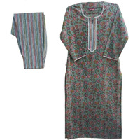 ANNI DESIGNER Women's Cotton Blend Printed Straight Kurta with Pant (Dawai Green-Nw_L_Green_Large)
