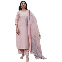 ANNI DESIGNER Women's Rayon Blend Solid Straight Kurta with Pant & Dupatta (Raja Saab Beige-VKS03_4XL_Beige_XXXX-Large)