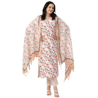 ANNI DESIGNER Women's Rayon Blend Straight Printed Kurta with Pant & Dupatta (Mogri White-NW_XL_White_X-Large)