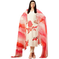 ANNI DESIGNER Women's Cotton Blend Straight Printed Kurta with Pant & Dupatta (Tichuki Cream_S_Cream_Small)