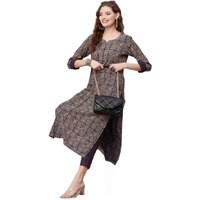 ANNI DESIGNER Women's Cotton Blend Printed Straight Kurta with Pant (Jade Blue_XXL_Blue_XX-Large)