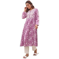 ANNI DESIGNER Women's Rayon Blend Anarkali Embroidered Kurta (RUPINI Purple_XXL_Purple_XX-Large)