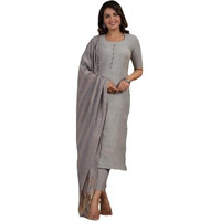ANNI DESIGNER Women's Rayon Blend Printed Straight Kurta with Pant & Dupatta (Nukad Grey-NW_XL_Grey_X-Large)