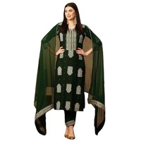 ANNI DESIGNER Women's Cotton Blend Straight Printed Kurta with Pant & Dupatta (Carla Green-NW_M_Green_Medium)