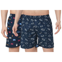 ANNI DESIGNER Men's Cotton Blend Modern Relaxed Floral Boxer Shorts (Pack of 2) (ANL-BXR-PACK-2-AN-023_Multicolor_XL)