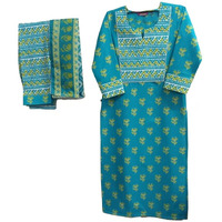 ANNI DESIGNER Women's Cotton Blend Straight Printed Kurta with Pant & Dupatta (Charya Green-Nw_XL_Green_X-Large)