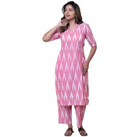 ANNI DESIGNER Women's Rayon Viscose Straight Printed Kurta with Pant (Demeter PINK-VKS01_M_Pink_Medium)