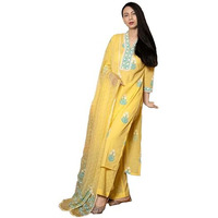 ANNI DESIGNER Women's Rayon Viscose Printed Straight Kurta with Pant & Dupatta (Belagavi Mustard-VKS01_XL_Mustard_X-Large)
