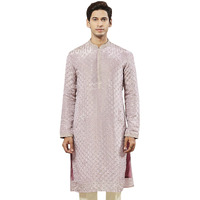 VASTRAMAY Men's Lavender Tissue Silk Kurta - This is Men's Kurta Features an Elegant and Traditional Design