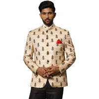 VASTRAMAY Men's Beige Silk Blend Jodhpuri_VASMJP075_42