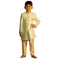 VASTRAMAY Boys' Aqua And Cream Sherwani Set_VASBIW035AQnVPCR_32