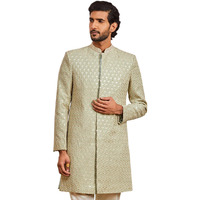 VASTRAMAY Men's Pista Green Rayon Indo Western - This men's embroidered kurta, pant set blends traditional craftsmanship with contemporary elegance.