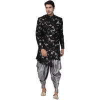 VASTRAMAY Mens Polyester Lurex Blend Black Sherwani Patiala Dhoti Set - Ethnic Ensemble for Weddings and Festivals_VASMIW006BLnCDSR_42