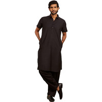 VASTRAMAY Men's Black Viscose Kurta And Patiala Set - Solid Viscose Kurta and patiala For Men.