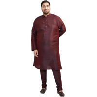 VASTRAMAY Plus Size Men's Silk Blend Kurta Set-New