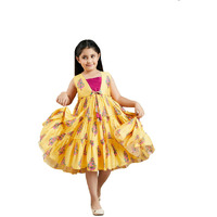 VASTRAMAY Girls' Yellow and Pink Ethnic Dress_VASGK019YW_20