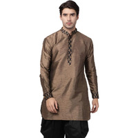 VASTRAMAY Men's Black Cotton Silk Blend Kurta_VASMUK006BL_42