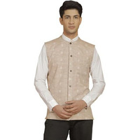 VASTRAMAY Men's Cotton Kurta I Self Design Jacket Regular Nehru Jacket I Fastive Party Wedding Neharu Jackets_VASMJ295BG_36