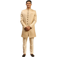 VASTRAMAY Men's Beige Silk Blend Sherwani Set_VASMIW032BGnPANT002CR_40