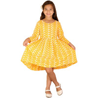 VASTRAMAY Girls' Orange Ethnic Chikankari Dress_VASGK094OR_28