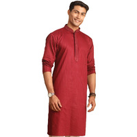 VASTRAMAY Men's Cotton Kurta with Embroidered Placket  Elegant Ethnic Wear