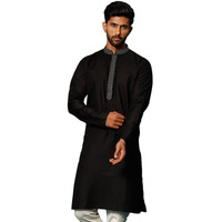 VASTRAMAY Regular Men's Black Cotton Blend Kurta (VASMK156BL_38