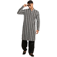 VASTRAMAY Men's Black Pure Cotton Kurta and Patiala Set_VASMK094BLnPTYBL_40