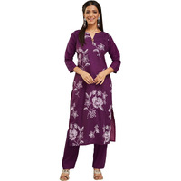 Wedani Royan Kurat Set for Women Purple
