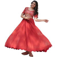 Wedani Georgette Embroidery Sequins-work Anarkali Kurta Set For women (IN, Alpha, 2XL, Regular, RED)