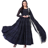 Wedani Georgette Anarkali Kurta Set for Women Black