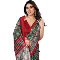Yashika Women's Printed Kalamkari Art Silk Saree With Tassels and Unstitched Blouse Material (AZ-YS-P3-SUBILA GREEN JHALAR)