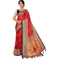 Yashika Women's Art Silk Printed with Tassels Unstitched Blouse Material Stylish Party Casual Wear Traditional Trendy Saree (AZ-YS-P1-KRIPA-Parent_Red)