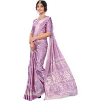 Yashika Women's Woven Latest Tussar Silk Saree with Lace and Blouse Material (AZ-YS-P2-RIZWANA-Parent_Purple)