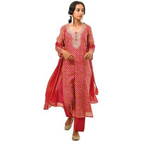 ANNI DESIGNER Women's Rayon Blend Straight Embroidered Kurta with Pant & Dupatta (NINI-MULTI_L_Multicolor_Large)