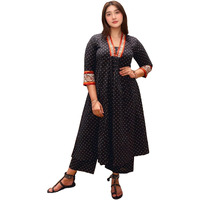 ANNI DESIGNER Women's Rayon Blend Anarkali Printed Kurta with Pant (Karidos Black-VKS06_3XL_Black_XXX-Large)