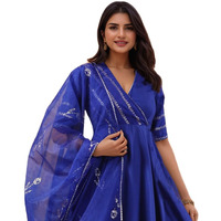 ANNI DESIGNER Women's Rayon Viscose Anarkali Solid Kurta with Pant & Dupatta (NIRMOOHA Royal BLUE-VKS03_XL_Blue_X-Large)