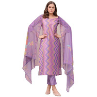 ANNI DESIGNER Women's Rayon Viscose Straight Printed Kurta with Pant & Dupatta (Zaggu Purple-VKS02_L_Purple_Large)