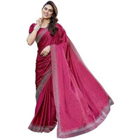 Yashika Women's Bollywood Satin Moss With Swarovski Stone Saree with Blouse |saree for Women | Silk Saree | New Sari | Latest Saree (AZ-YS-P1-SHUBHRA PINK)