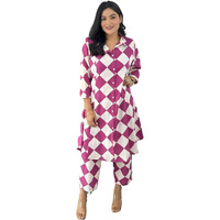 Yashika Blend Trendy Printed Cotton Bleand Trousers Woman Pant with Dupatta | Kurta Sets|Kurti for Women (AZ-YS-OG-KS2205-M) (AZ-YS-OG-KS2205-Parent_Pink