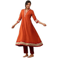 ANNI DESIGNER Women's Rayon Viscose Anarkali Printed Kurta with Pant (Karidos Orange-VKS04_XXL_Orange_XX-Large)