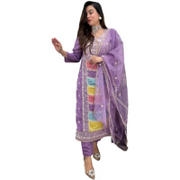 ANNI DESIGNER Women's Rayon Viscose Straight Embroidered Kurta with Pant & Dupatta (Art Purple-VKS01_S_Purple_Small)