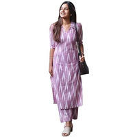 ANNI DESIGNER Women's Rayon Viscose Straight Printed Kurta with Pant (Demeter Onion_XL_Lavender_X-Large)