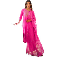 ANNI DESIGNER Women's Cotton Blend Printed Straight Kurta with Pant & Dupatta (Khunti STY Pink_M_Pink_Medium)