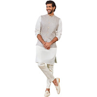 VASTRAMAY Men's Gray - Nehru Jacket - This men's embroidered Nehru jacket,perfect blend of elegance and tradition.